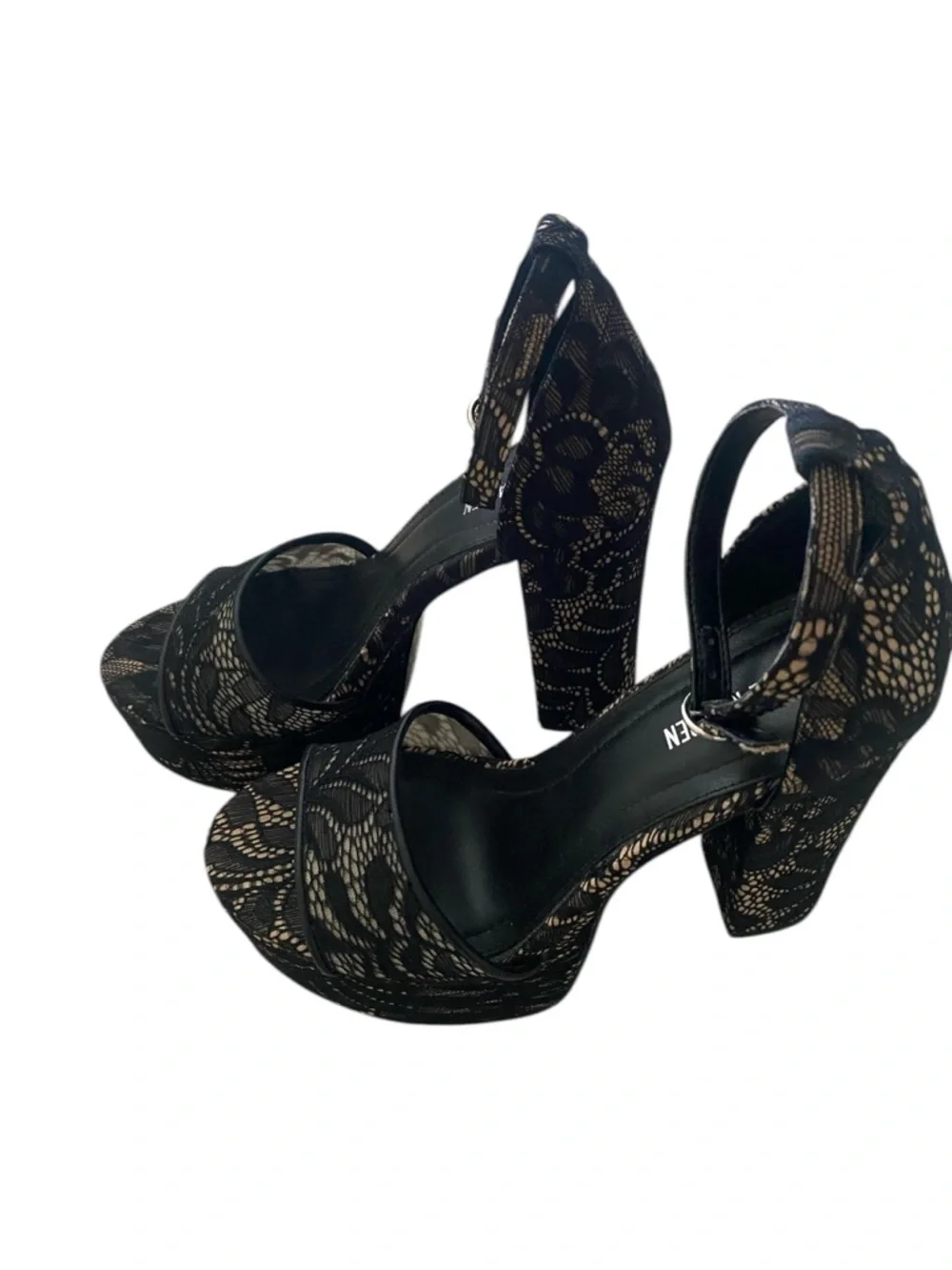 Steve Madden Black Lace Platform Block Heels size 8 1/2 worn once